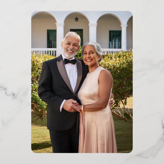 Invitation En Aluminium BLANCHE |Pink Peonies 70e fête du Mariage (Verso)