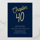 Invitation En Aluminium Bleu 40e anniversaire Gold Script Chapitre 40 Part (Recto)