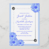 Invitation En Aluminium Bleu clair Floral Élégant Sweet sixteen (Recto)