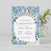 Invitation En Aluminium Bleu clair Rose Princesse Quinceanera Tiara Real (Debout devant)