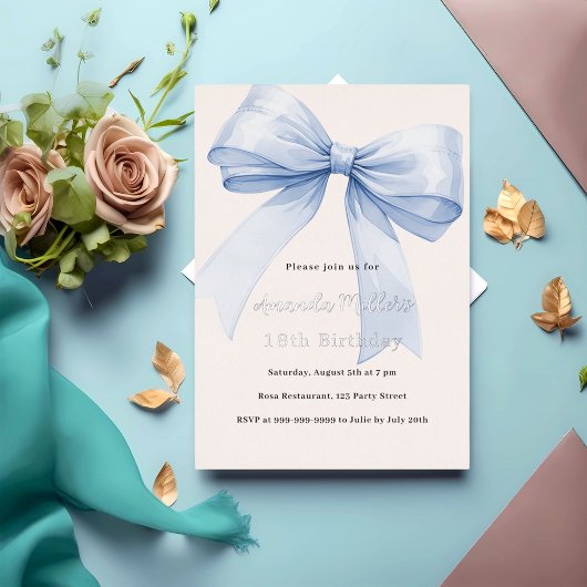 Invitation En Aluminium Bleu crème beige argent