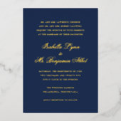Invitation En Aluminium Bleu de la marine traditionnelle Mariage élégant (Recto)