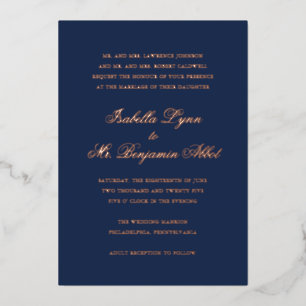Invitation En Aluminium Bleu de la marine traditionnelle Mariage élégant
