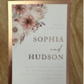 Invitation En Aluminium Bleu divin Mariage Rose Gold frontière