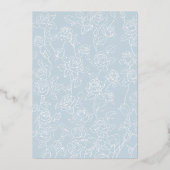 Invitation En Aluminium Bleu doux Arc Floral Papillon Mariage Or (Verso)