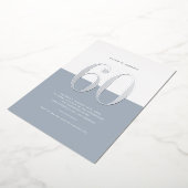 Invitation En Aluminium Bleu Dusty moderne 60e anniversaire Argent (Rotation)
