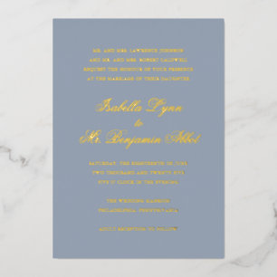 Invitation En Aluminium Bleu Dusty Traditionnel Mariage Élégant