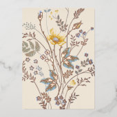 Invitation En Aluminium Bleu et Jaune fleur sauvage blanc (Recto)