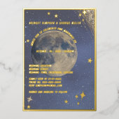 Invitation En Aluminium bleu galaxie ciel céleste or mariage (Recto)