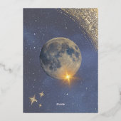 Invitation En Aluminium bleu galaxie ciel céleste or mariage (Verso)