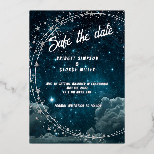 Invitation En Aluminium bleu galaxie ciel mariage sécurité la date