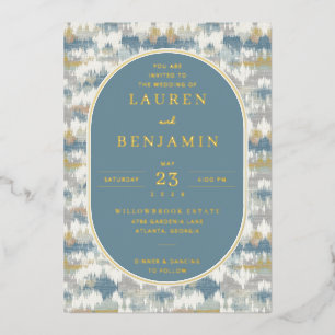 Invitation En Aluminium Bleu Géométrique Sophistiqué