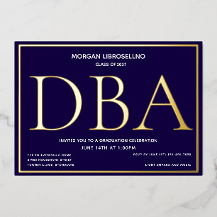 Invitation En Aluminium Bleu Gold DBA Graduation