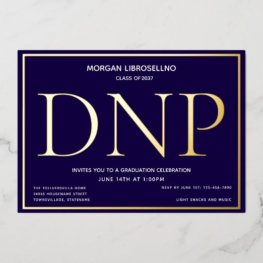 Invitation En Aluminium Bleu Gold DNP Graduation (Recto)