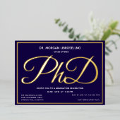 Invitation En Aluminium Bleu Gold Doctorat (Debout devant)