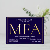 Invitation En Aluminium Bleu Gold MFA Graduation (Debout devant)