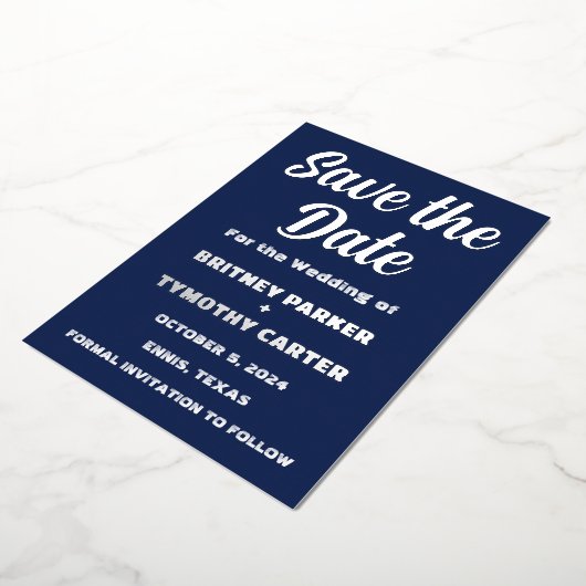 Invitation En Aluminium Bleu marine moderne QR Code photo (Rotation)