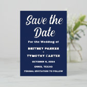 Invitation En Aluminium Bleu marine moderne QR Code photo (Debout devant)