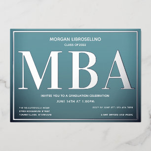 Invitation En Aluminium Bleu MBA Argent