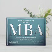 Invitation En Aluminium Bleu MBA Argent (Debout devant)