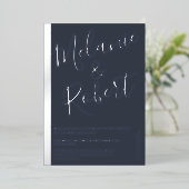 Invitation En Aluminium Bleu moderne mariage photo argenté (Debout devant)