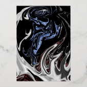 Invitation En Aluminium Bleu noir minimal Mariage Abstrait Argent (Verso)