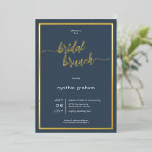 Invitation En Aluminium Bleu opulent Moderne Minimal Brunch nuptial (Debout devant)