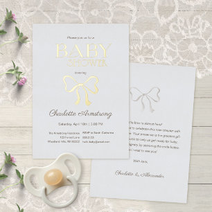 Invitation En Aluminium Bleu Poussiéreux Clair Élégant Naissance Bébé