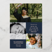 Invitation En Aluminium Bleu Rose Gold Arch & Arrow Graduation (Verso)