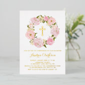 Invitation En Aluminium Bleu rose pivoine Floral Wreath Girtening (Debout devant)