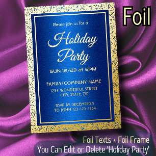 Invitation En Aluminium Bleu Royal et Or Luxueux pour Toutes les Occasions