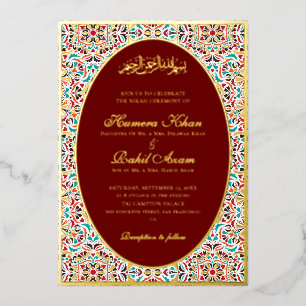 Invitation En Aluminium Bleu Royal Turquoise Ivoire Motif Floral Mariage M