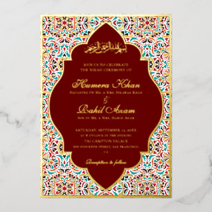 Invitation En Aluminium Bleu Royal Turquoise Ivoire Motif Floral Mariage M