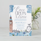 Invitation En Aluminium Bleu une fois sur un Baby shower Princess Time (Debout devant)