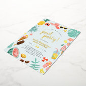 Invitation En Aluminium Bleu | Watermelon Pineappon Tropical Pool Party (Rotation)