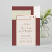 Invitation En Aluminium bloc de couleur mariage moderne du milieu du siècl (Debout devant)