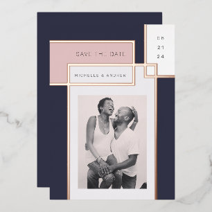 Invitation En Aluminium Bloc de couleur Save The Date moderne du milieu du