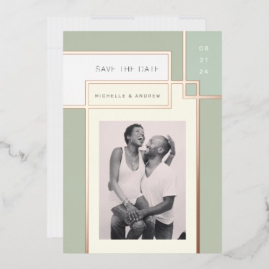 Invitation En Aluminium Bloc De Couleurs Mi-Siècle Moderne Enregistrer La (Enveloppe)