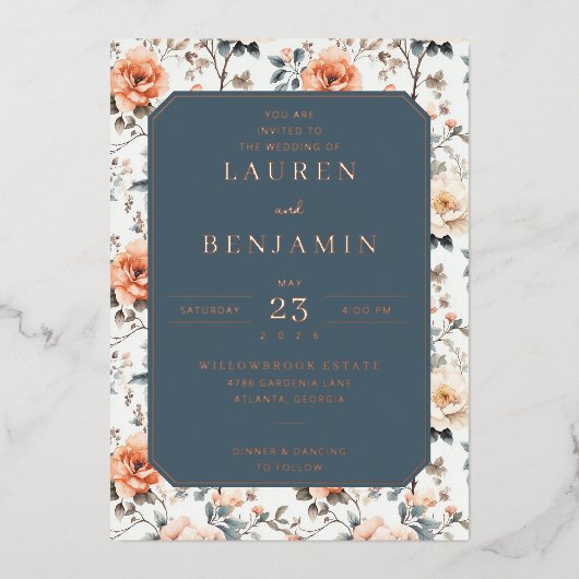 Invitation En Aluminium Blossom and Vow Wedding (Recto)