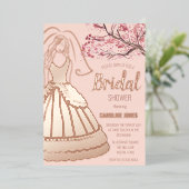 Invitation En Aluminium Blossom Rose Gold Foil Floral Robe Fête des mariée (Debout devant)