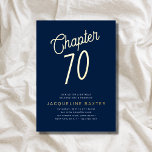 Invitation En Aluminium Blue 70th Birthday Gold Script Chapitre 70 Party<br><div class="desc">Célébrez un 70ème jalon spécial en style avec notre belle Blue 70th Birthday Gold Script Chapitre 70 Party Foil Invitation. Parfait pour la famille et les amis, cette invitation chic et élégante capture le raffinement de l'événement avec un design de script bleu et or luxueux. Invitation vos proches à votre...</div>