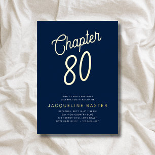 Invitation En Aluminium Blue 80e anniversaire Gold Script Chapitre 80 Part