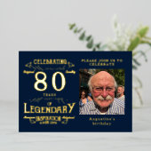 Invitation En Aluminium Blue 80e anniversaire Vintage Gold (Debout devant)