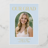Invitation En Aluminium Blue Arch Photo Graduation Gold Foil Announcement (Recto)