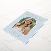 Invitation En Aluminium Blue Arch Photo Graduation Gold Foil Announcement (Rotation)