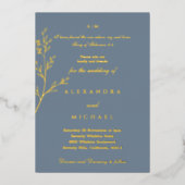 Invitation En Aluminium Blue Botanical Bible Verse Christian Wedding Gold (Recto)