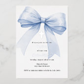 Invitation En Aluminium Blue bow boy Baptême argent (Recto)