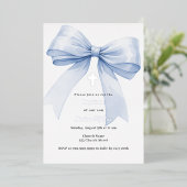 Invitation En Aluminium Blue bow boy Baptême argent (Debout devant)