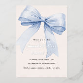 Invitation En Aluminium Blue bow crème beige élégant Sweet 16 argent (Recto)