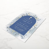 Invitation En Aluminium Blue foliage First Holy Communion (Rotation)
